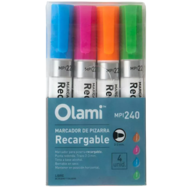 Marcador para Pizarra x 4 colores ** FASHION ** OLAMI 240  (Colores Vivos)