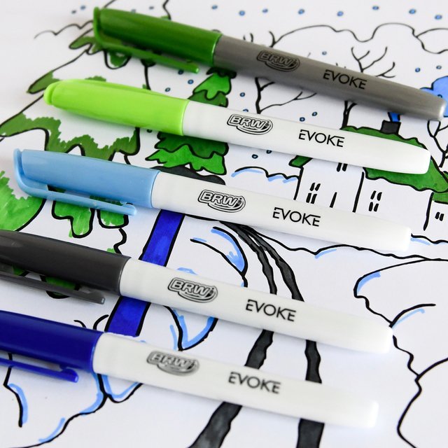 MARCADORES INDELEBLE BRW **WINTER** x 5 - PUNTA FINA - (Incluye 1 metalizado)