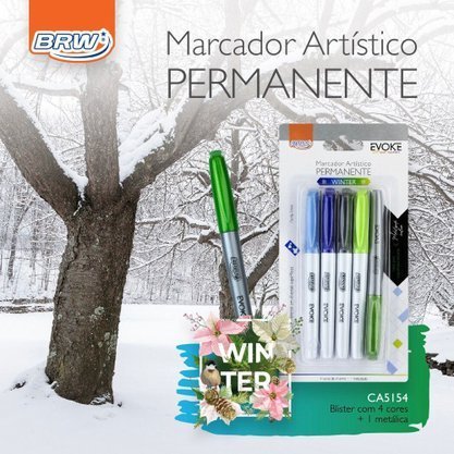 MARCADORES INDELEBLE BRW **WINTER** x 5 - PUNTA FINA - (Incluye 1 metalizado)