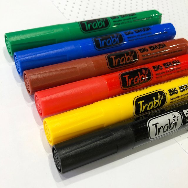 Marcadores BIG BRUSH // Clasicos x 6 // Trabi Punta Pincel (GRUESOS)