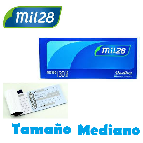 Talonario de Recibo Mediano " Mil28 / Diseño " x 30 hojas