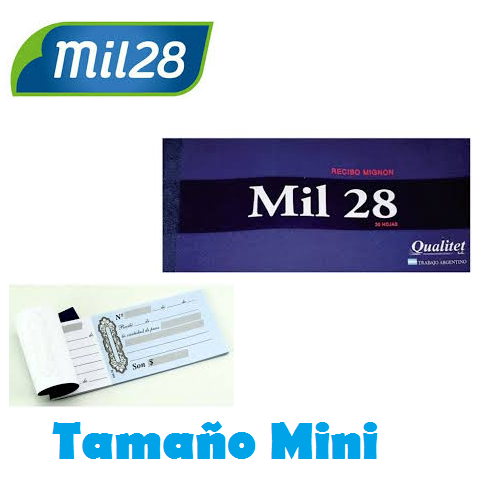 Talonario de Recibo Pequeño " Mil28 " x 30 Hojas Mignon (Mini)