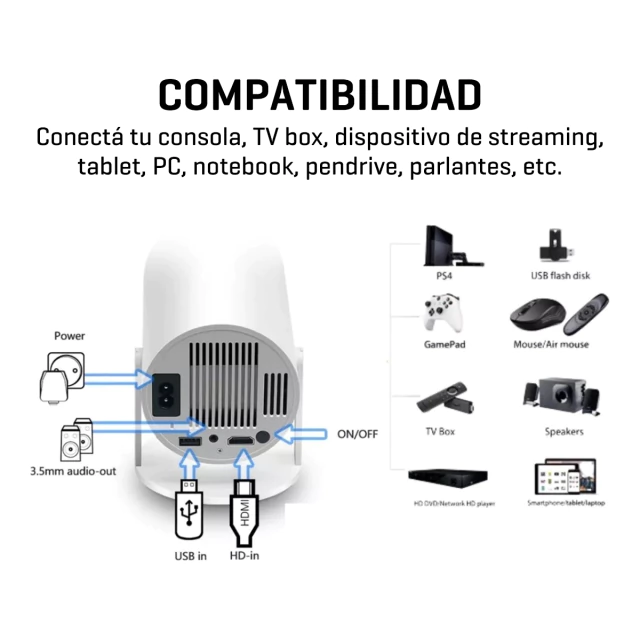 Proyector Led * ORYX * Smart Android 9 Ultra Hd 3500 Lumenes Wifi Bt