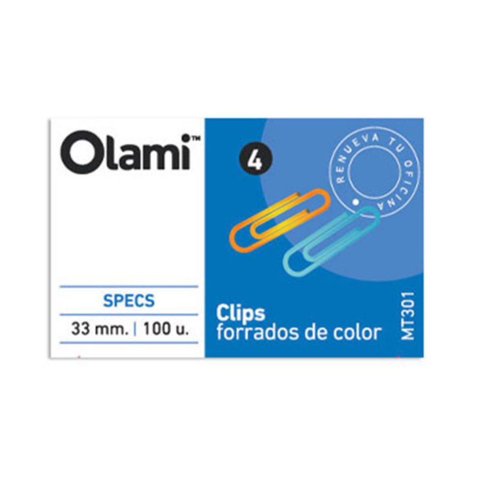 Clips OLAMI FORRADOS ** COLORES ** N° 4 (33mm) Cajita x 100 unidades