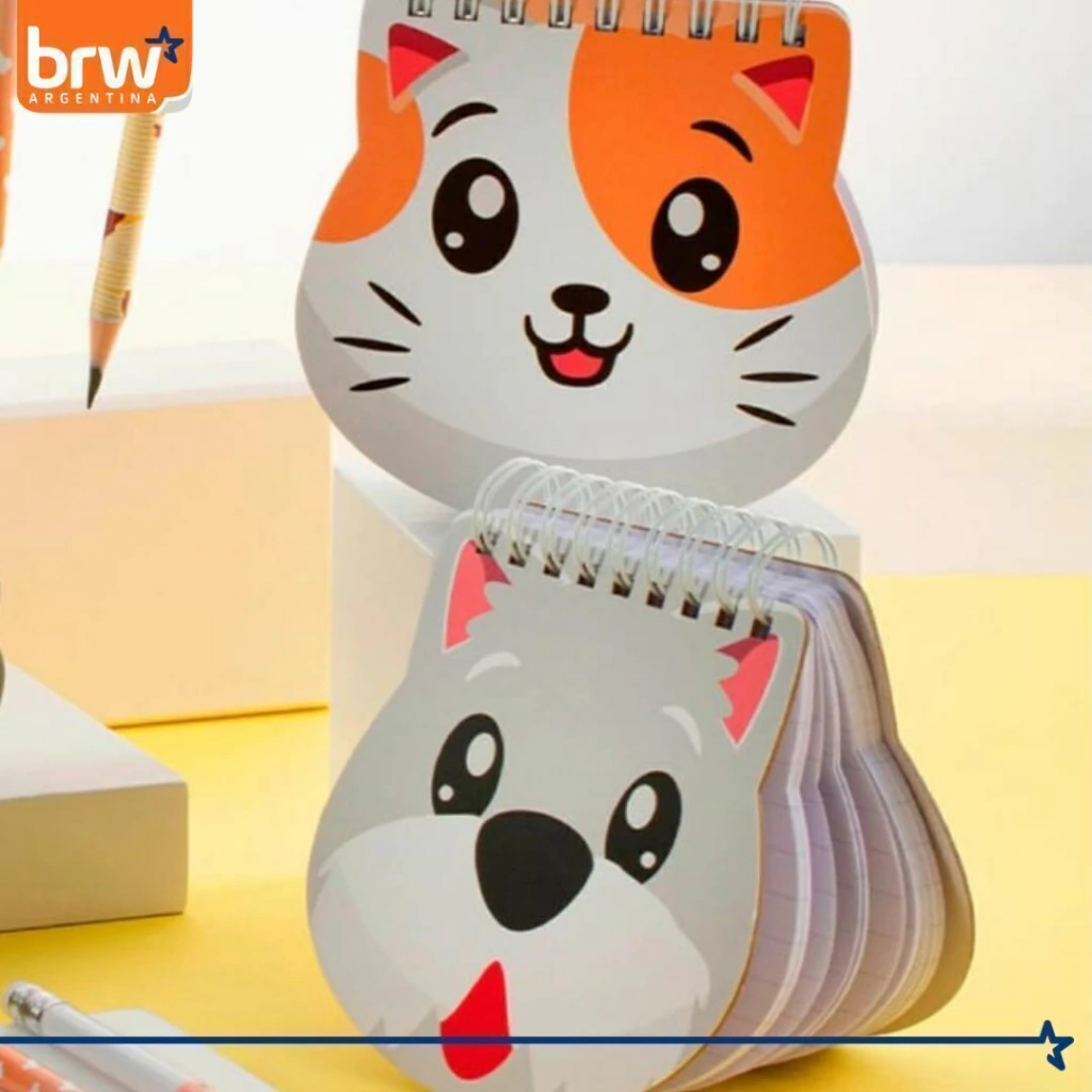 LIBRETA BRW - ANIMALITOS - C/ ESPIRAL 10 X 10 PET 80 HOJAS