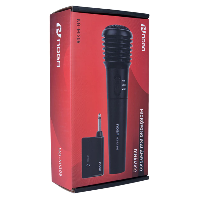 Microfono INALAMBRICO NOGA Karaoke (20 metros de alcance) 2 en 1 (Incluye tambien Kble)