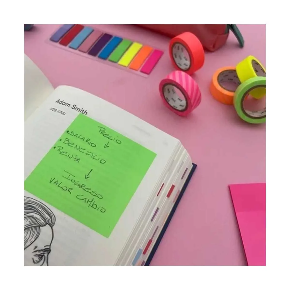 Notas Adhesivas PIZZINI "PASTEL TRASLUCIDAS" 75 x 75 (TRANSPARENTES - RESALTADOR)