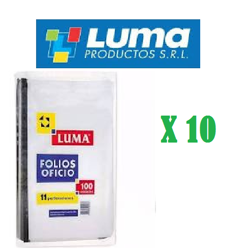 FOLIO Oficio Reforzado X 10 unidades Cristal