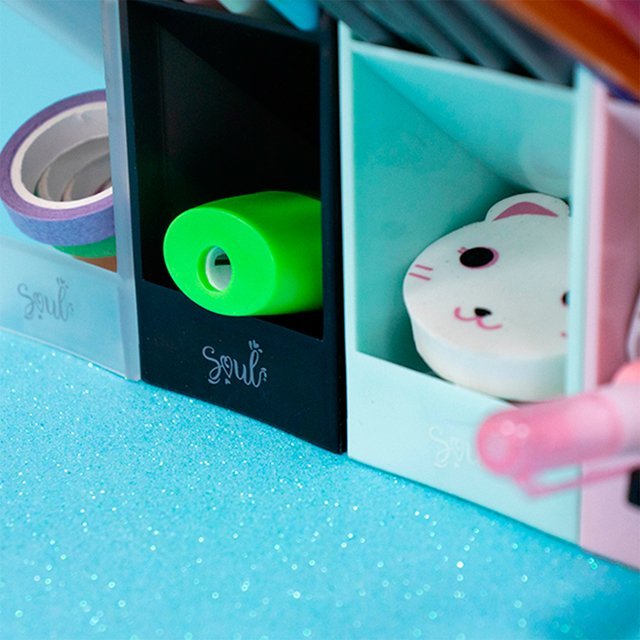 Organizadores de Escritorio "Celeste Pastel" 5 Compartimientos