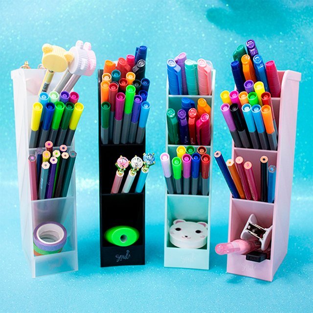 Organizadores de Escritorio  "Rosa Pastel" 5 Compartimientos