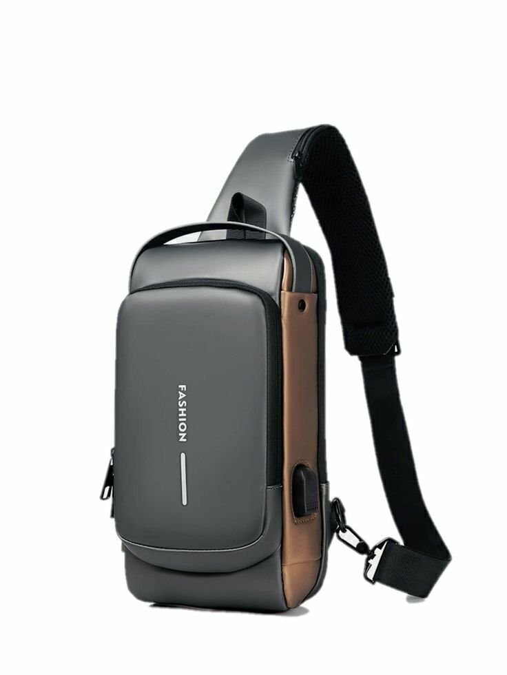 Pechera Cruzada de Seguridad * Gris Combinado Antirrobo * Reforzada + USB + Candado de combinación