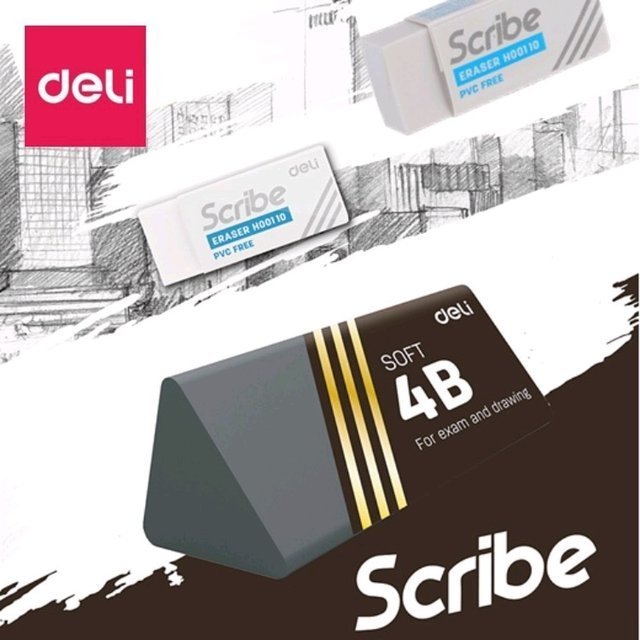 GOMA DE BORRAR DELI * SOFT DIBUJO 4B * NEGRO TRIANGULAR