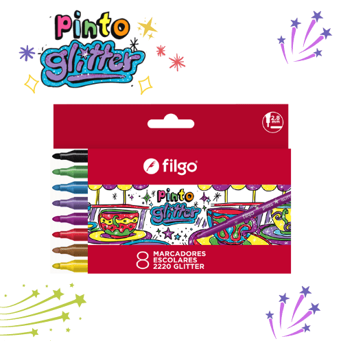 Marcadores Filgo GLITTER x 8 ( Tinta con Brillos )