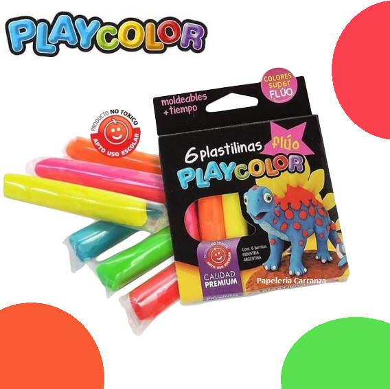 Plastilina Playcolor x 6 Flúo (Neón)