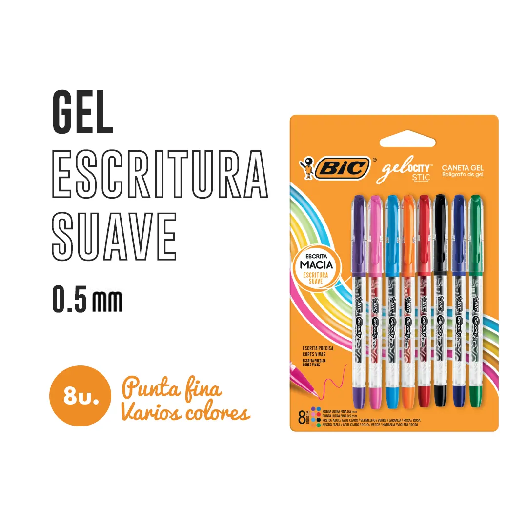 LAPICERAS BORRABLES - BIC GELOCITY X 8 COLORES - STIC - Imagen 4