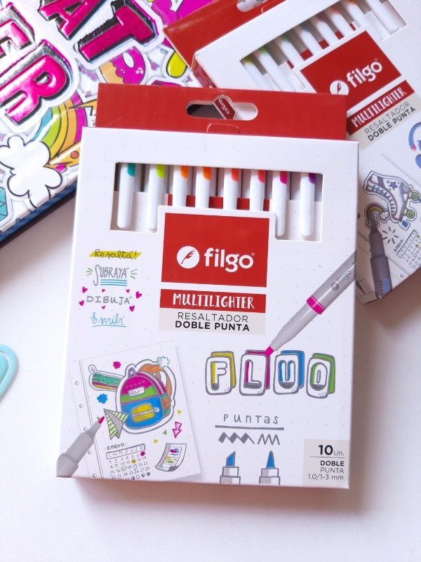 Resaltadores Filgo x10 "FLUO COLLECTION" MULTILIGHTER **Doble Punta** (NUEVOS)