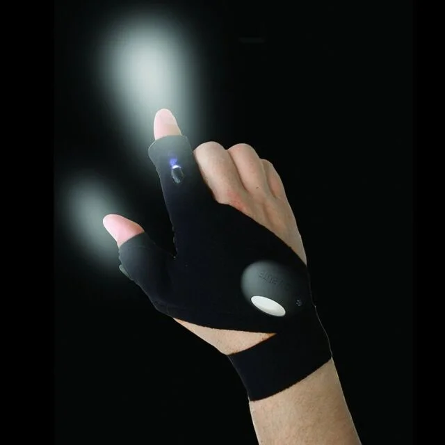 Guantes Luz Led Linterna x 2 Luz Blanca (De Trabajo - Pesca - Camping - Mecánica - Electricidad)