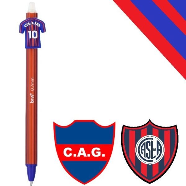 Lapicera BORRABLE Retráctil " GUEMES / SAN LORENZO " (Tinta Azul) Trazo Fino BRW (C/ Repuesto PELIKAN)