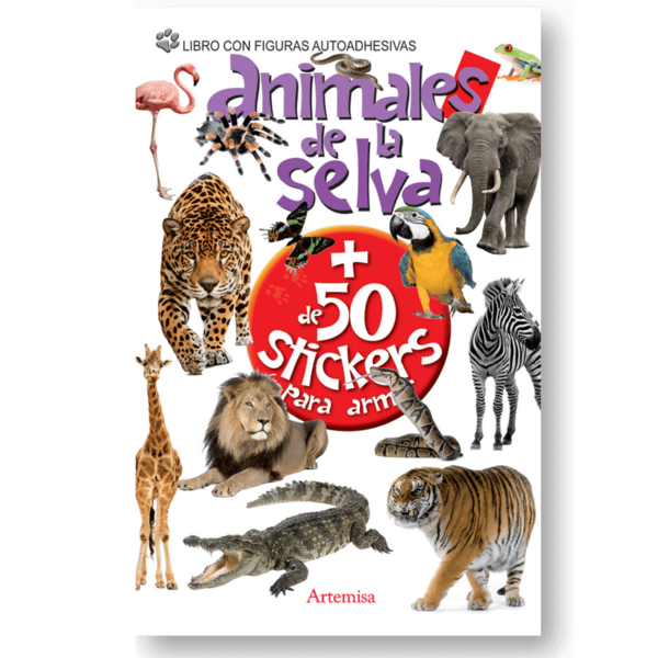 CREA TU LIBRO * ANIMALES DE LA SELVA + de 50 STICKERS * // TAPA SEMI RIGIDA 31x23  // (ARTEMISA)