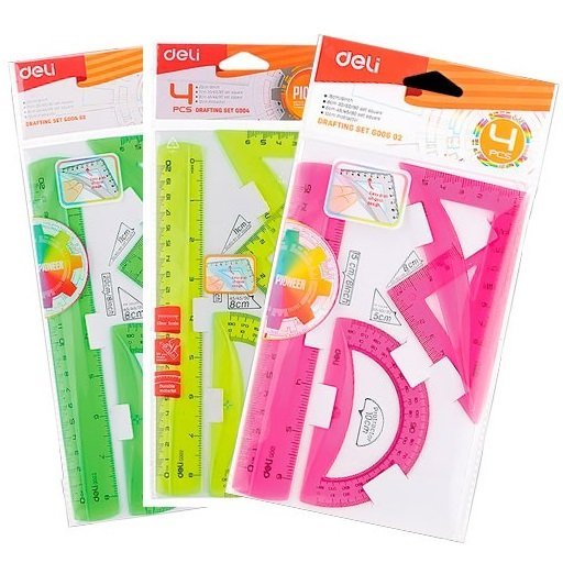 Set Geometria DELI *FLEXIBLE* 20 cm 4 piezas (Verde)