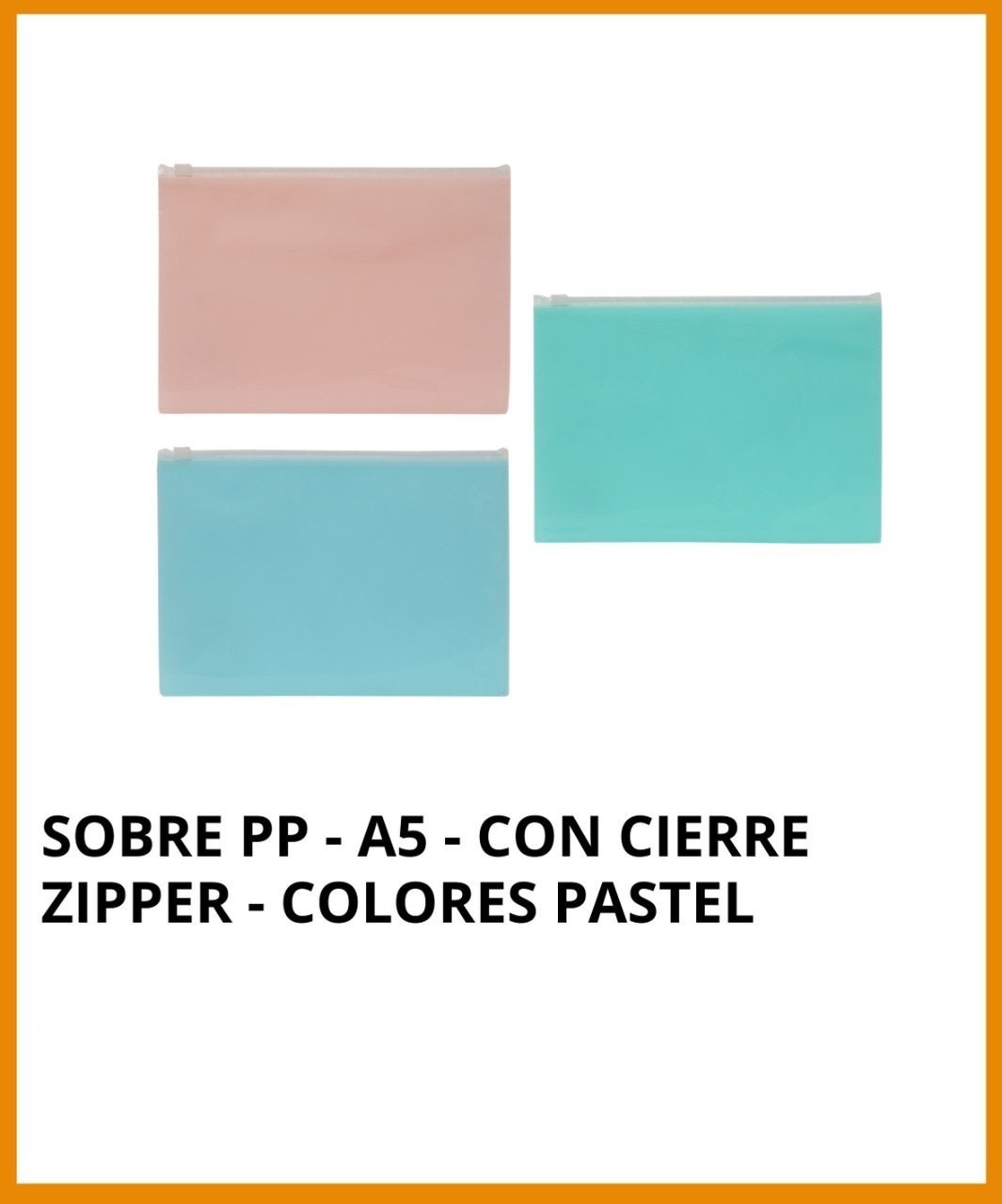 Sobre Plástico cierre ZIP "Rideo PASTEL " tamaño A5 (chico)