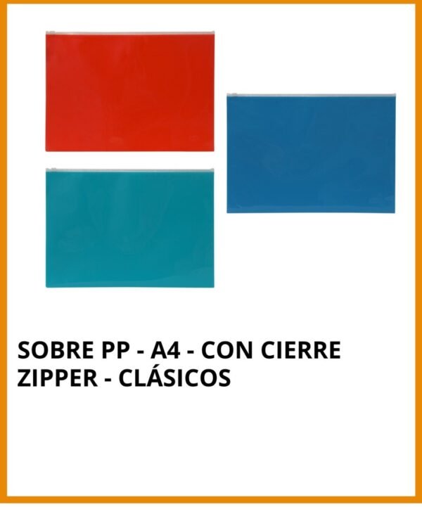 Sobre Plástico cierre ZIP "Rideo TRADICIONAL " tamaño A4 (mediano)