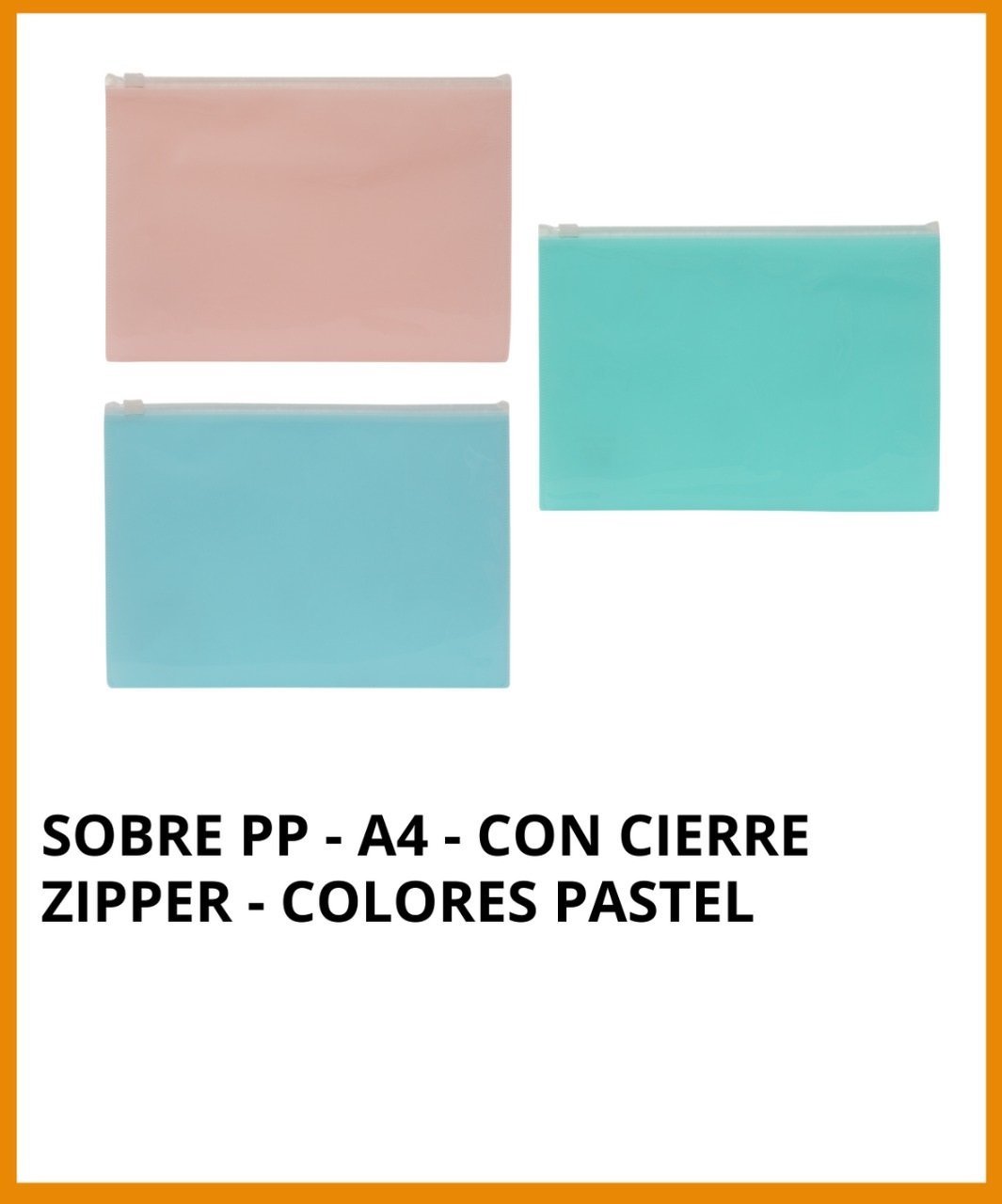 Sobre Plástico cierre ZIP "Rideo PASTEL " tamaño A4 (mediano)