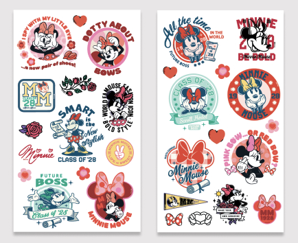 Plancha de Stickers UV * MINNIE MOUSE * RESISTENTE AL AGUA (para B0tellas, Vas0s , T3rmos) x 2 Planchas