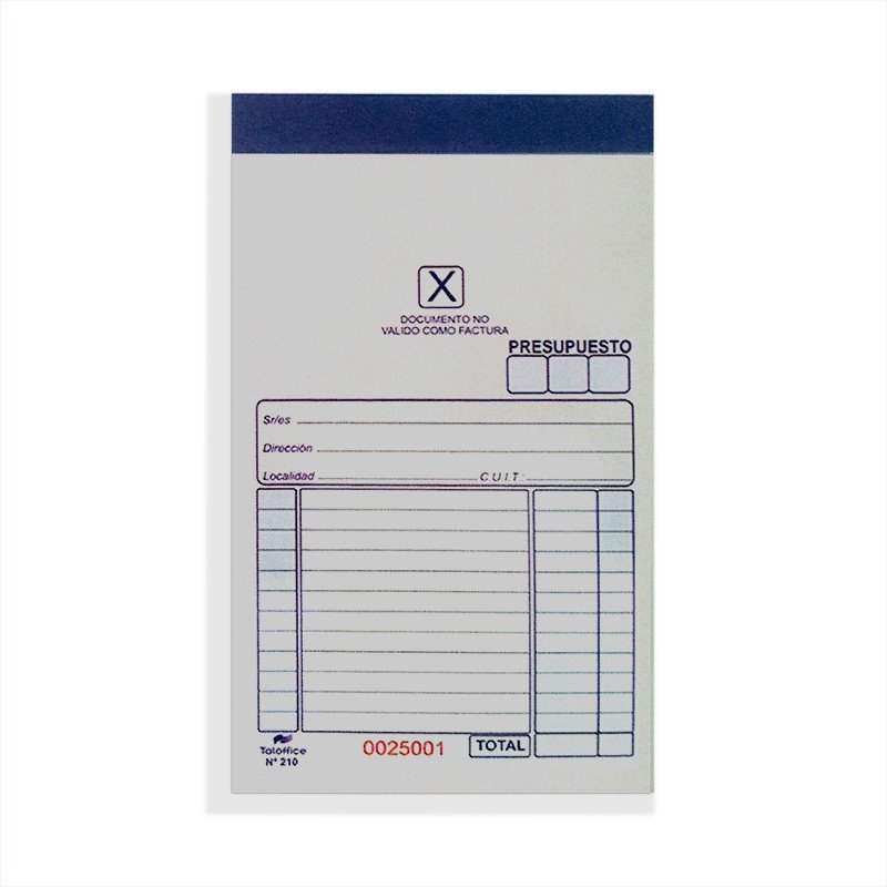 Talonario "X" de Presupuesto CHICO - Diseño -