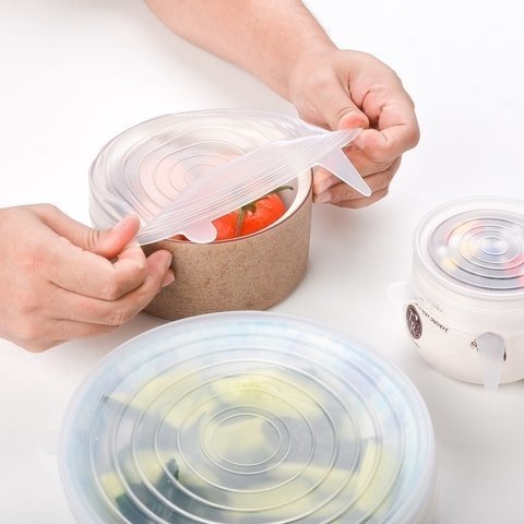 Set de Tapas de Silicona x 6 Para Alimentos y Bebidas