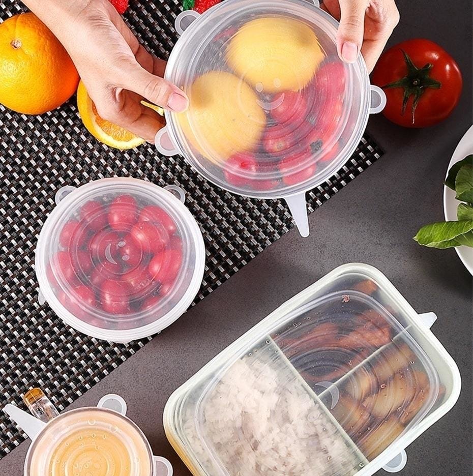 Set de Tapas de Silicona x 6 Para Alimentos y Bebidas