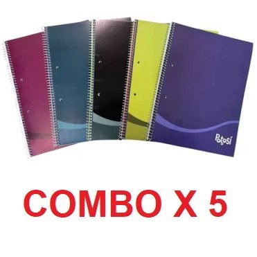 COMBO REVENDEDORES x 5 CUADERNILLOS * ONIX / ASAMBLEA * C/ ESPIRAL FLEXIBLE UNIVERSITARIO A4 80 HOJAS
