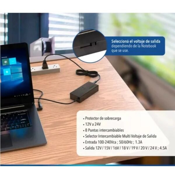 Cargador Universal P/ Notebook 10 Puntas Intercambiables