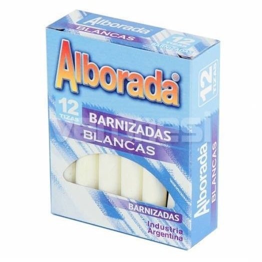 Tizas ALBORADA x 12 " Blancas " (Barnizadas)