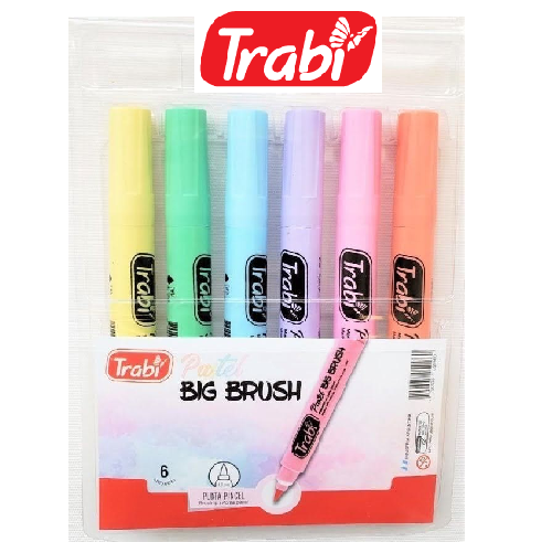 Marcadores BIG BRUSH // Pastel x 6 // Trabi Punta Pincel (GRUESOS)