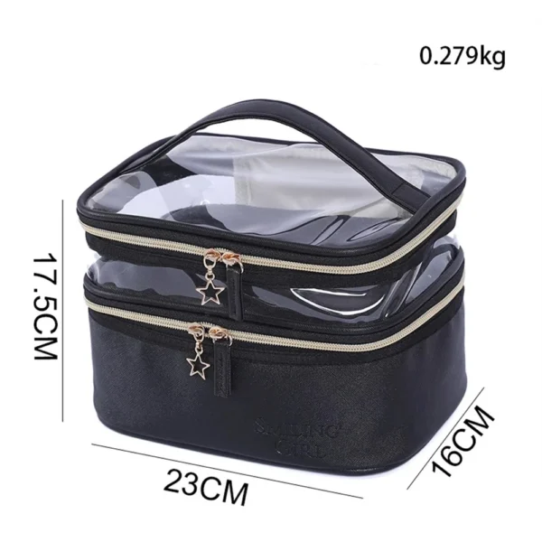 PORTA COSMETICOS GRANDE " SMILING GIRL "  DOBLE CIERRE (REFORZADO) NEGRO