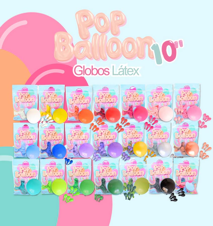 GLOBOS POP BALOON 10" "COLORES SURTIDOS" BOLSA X 50 UNIDADES (TRADICIONALES)