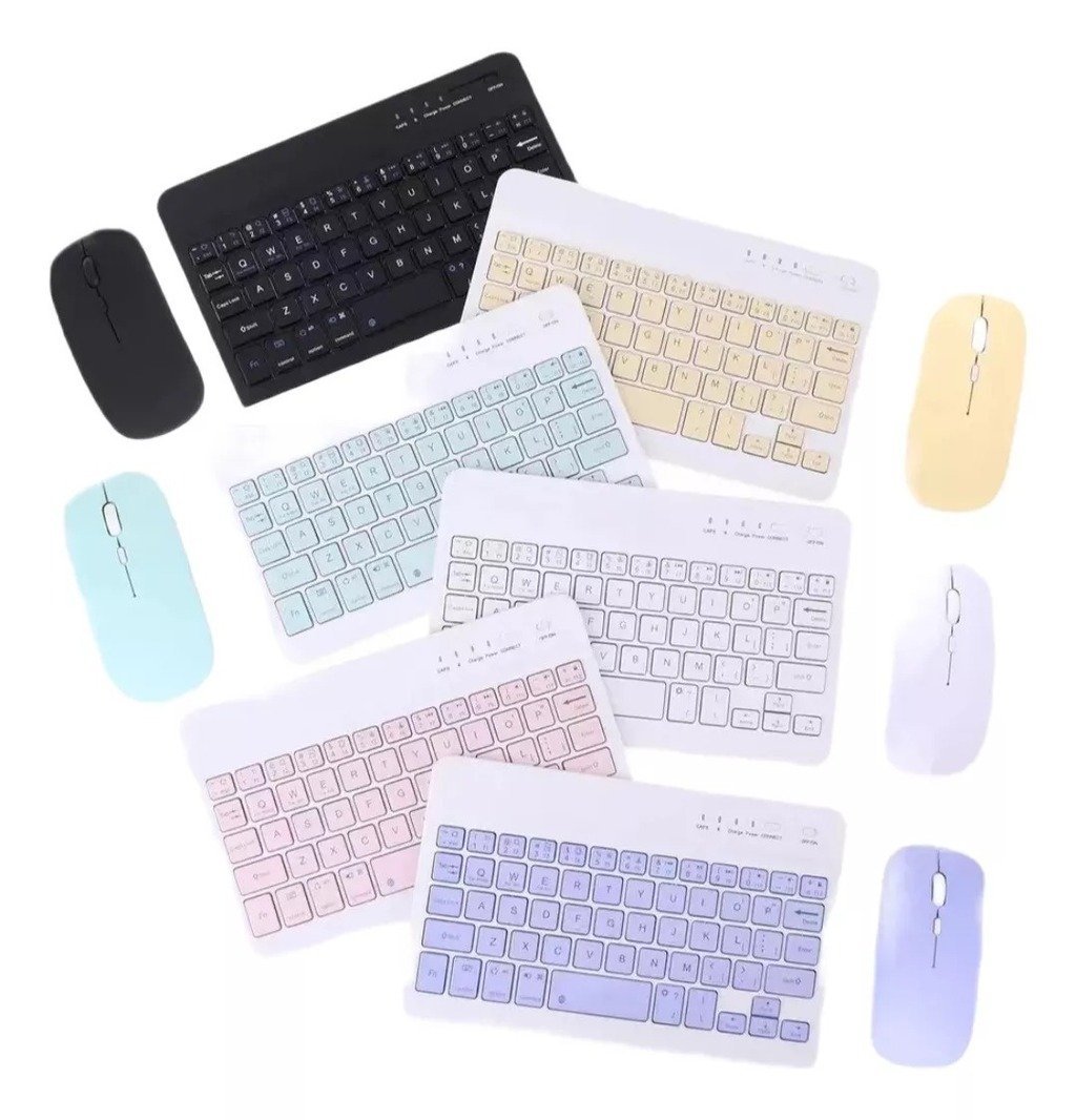 Combo Mini Inalámbrico * VERDE PASTEL * RECARGABLE ( Teclado Recargable+ Mouse ) Pc Notebook Celular Tablet