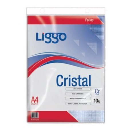 FOLIO A4 Reforzado X 10 unidades Cristal