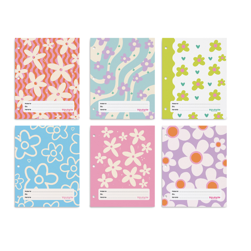 Separadores de Materias  " FLORES " Tamaño Escolar (Fantasia) Tripulante