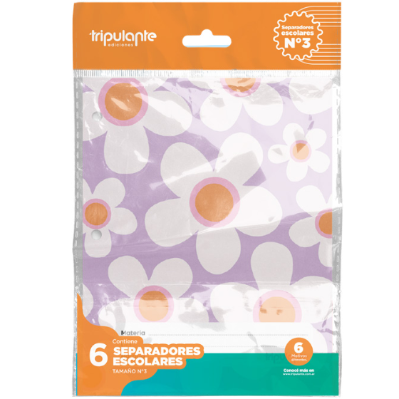 Separadores de Materias  " FLORES " Tamaño Escolar (Fantasia) Tripulante