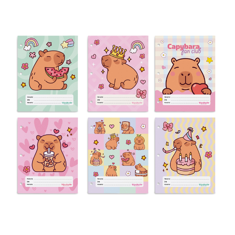 Separadores de Materias " CAPYBARA " Tamaño Escolar (Fantasia) Tripulante