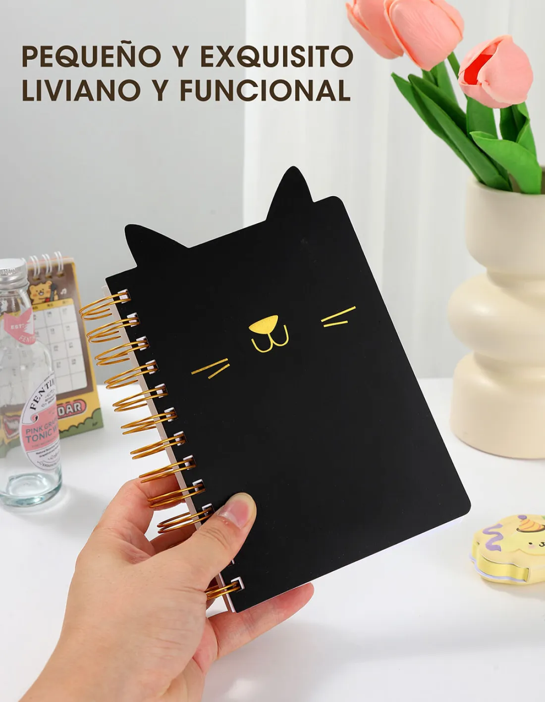 LIBRETAS  - GATITO NEGRO - C/ ESPIRAL 10 X 15 A6 (HOJA RAYADA)