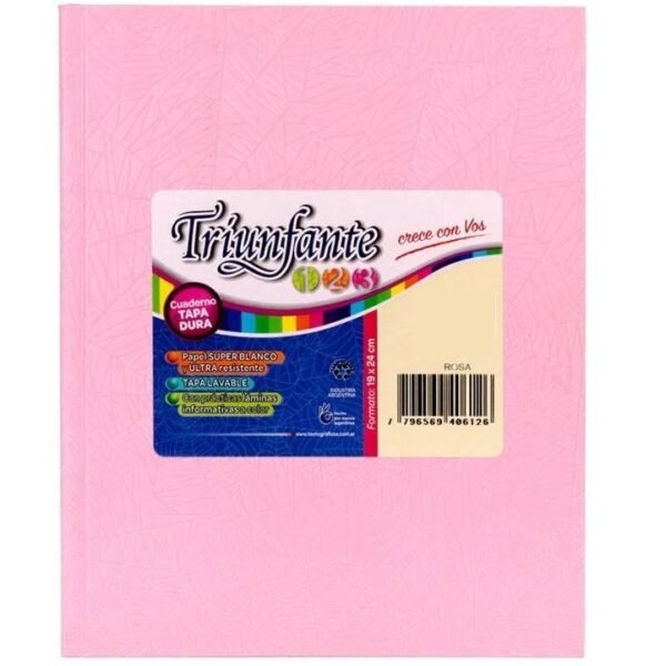 Cuaderno Tapa Dura Forrado Araña // ROSA // TRIUNFANTE 100 HOJAS RAYADO (TAMAÑO GRANDE N°3 / A3) 19x24