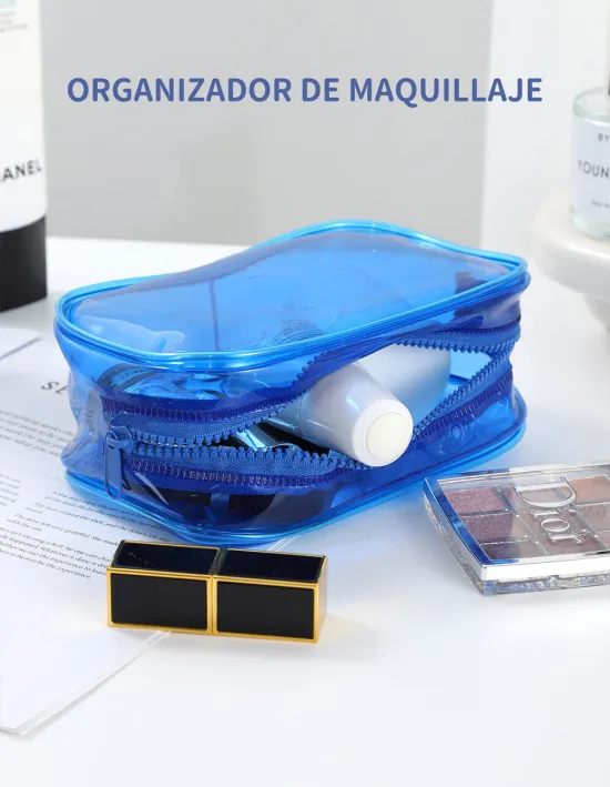 Cartucheras "Transparente Verde" PVC translucido con cierre colores