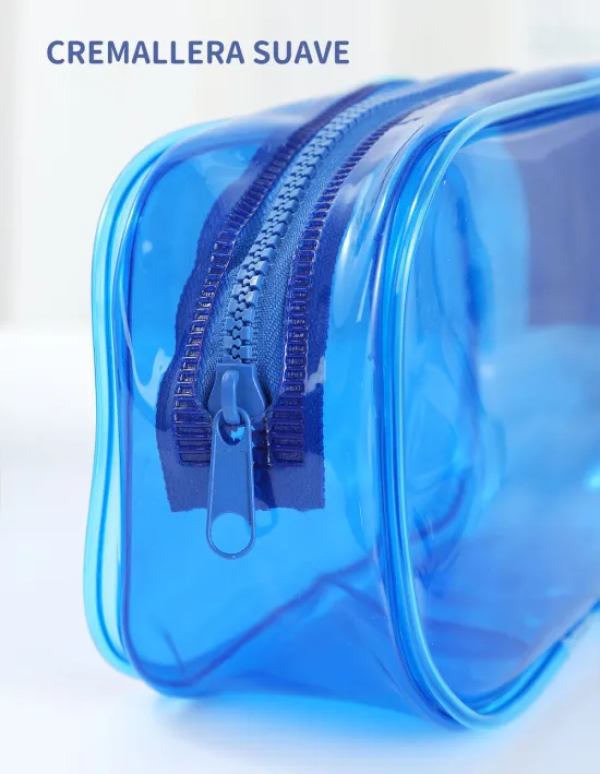 Cartucheras "Transparente Verde" PVC translucido con cierre colores