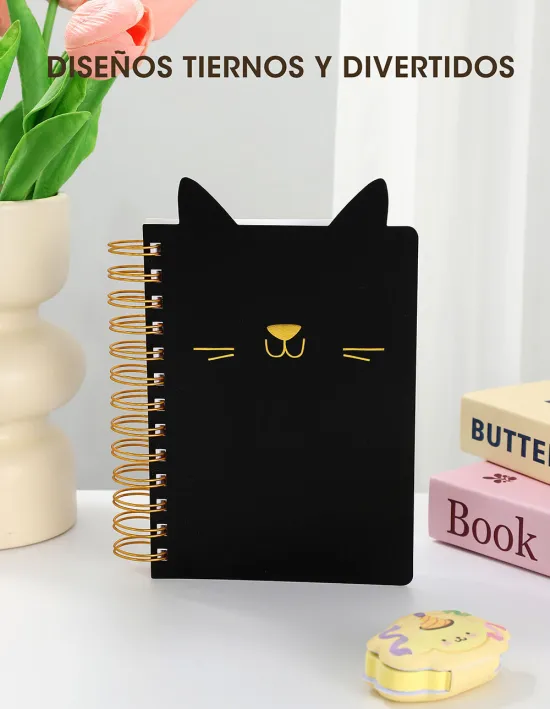 LIBRETAS  - GATITO NEGRO - C/ ESPIRAL 10 X 15 A6 (HOJA RAYADA)