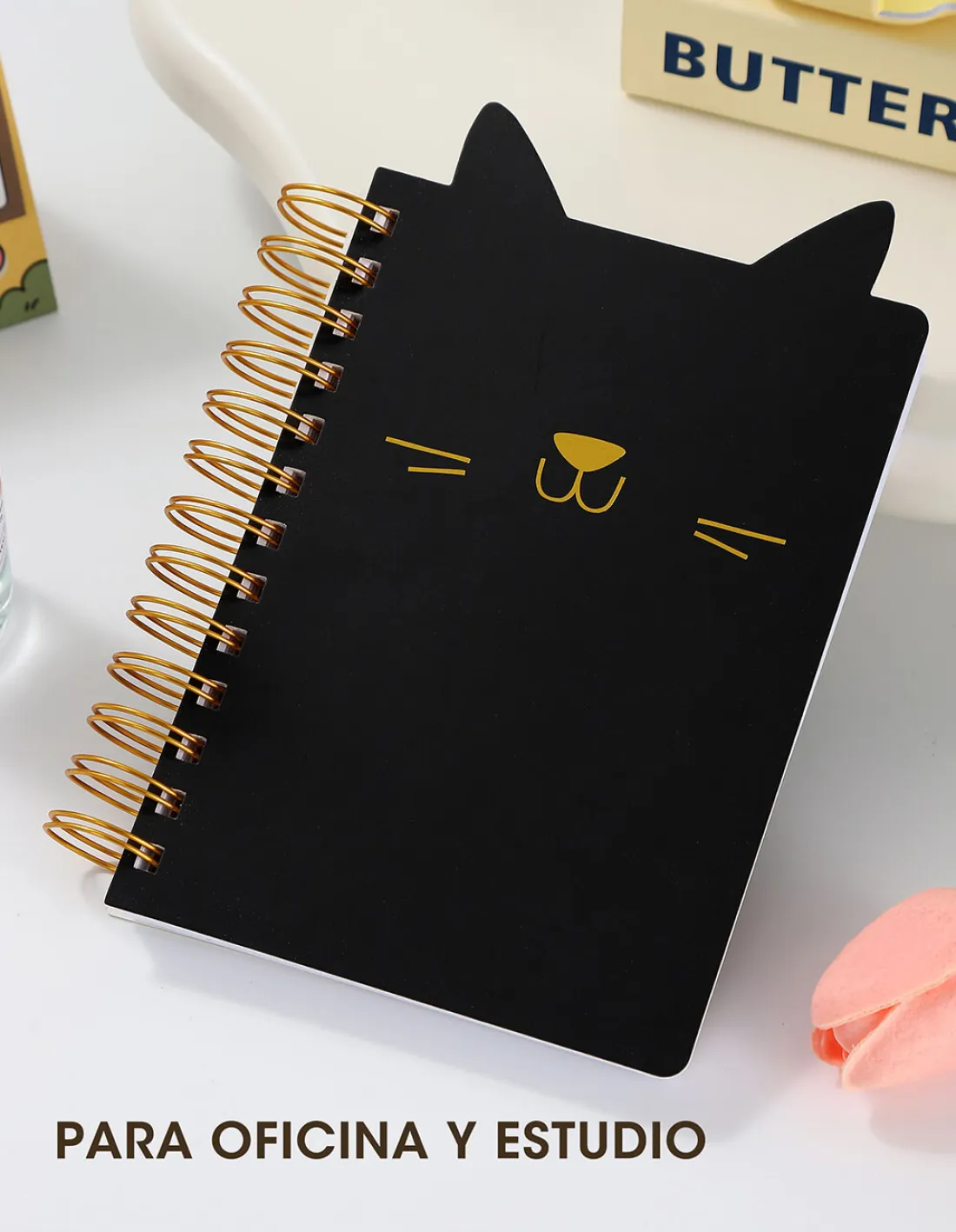 LIBRETAS  - GATITO NEGRO - C/ ESPIRAL 10 X 15 A6 (HOJA RAYADA)