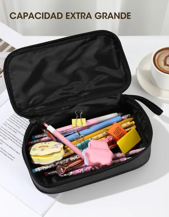 Cartucheras "NEGRA SMASH "  2 Compartimientos + organizador Reforzadas