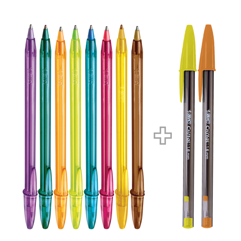 Lapiceras de Color Bic Fashion x 10 (2 Flúo incluidas)